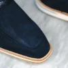 Best Zelli Meo 3 Suede & Crocodile Loafers (11-020-NVY) Navy