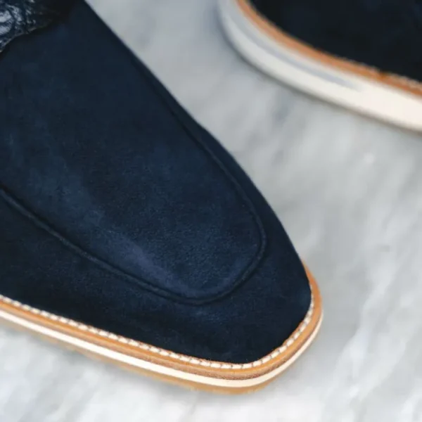 zelli_meo__suede_amp_croc_10.webp Best Zelli Meo 3 Suede & Crocodile Loafers (11-020-NVY) Navy