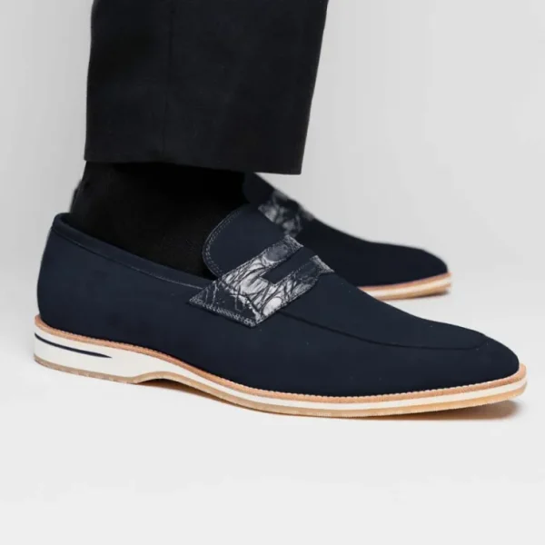 zelli_meo__suede_amp_croc_13.webp Best Zelli Meo 3 Suede & Crocodile Loafers (11-020-NVY) Navy