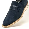 Best Zelli Meo 3 Suede & Crocodile Loafers (11-020-NVY) Navy