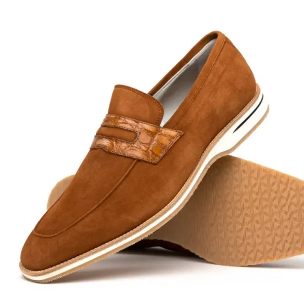 zelli_meo__suede_amp_croc_2.webp Best Zelli Meo 3 Suede & Crocodile Loafers (11-020-CGN) Cognac