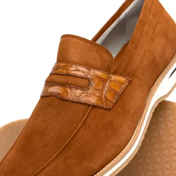 zelli_meo__suede_amp_croc_3.webp Best Zelli Meo 3 Suede & Crocodile Loafers (11-020-CGN) Cognac