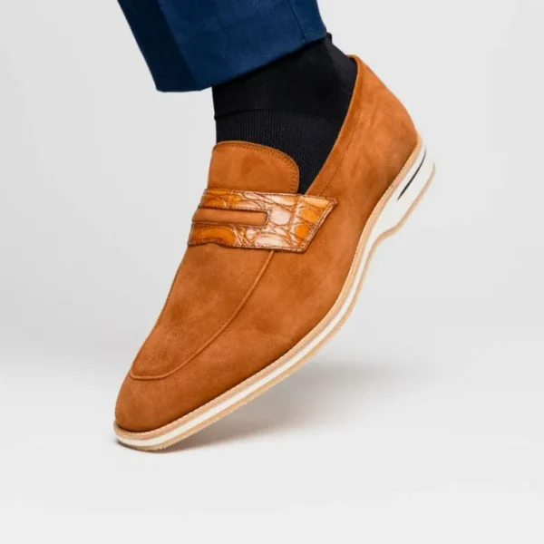 zelli_meo__suede_amp_croc_5.webp Best Zelli Meo 3 Suede & Crocodile Loafers (11-020-CGN) Cognac