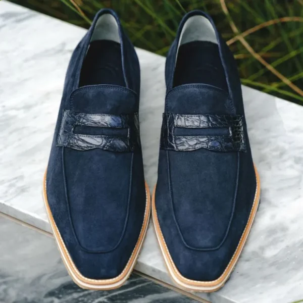 zelli_meo__suede_amp_croc_6-1.webp Best Zelli Meo 3 Suede & Crocodile Loafers (11-020-NVY) Navy