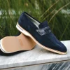 Best Zelli Meo 3 Suede & Crocodile Loafers (11-020-NVY) Navy