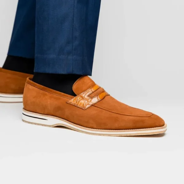 zelli_meo__suede_amp_croc_7.webp Best Zelli Meo 3 Suede & Crocodile Loafers (11-020-CGN) Cognac