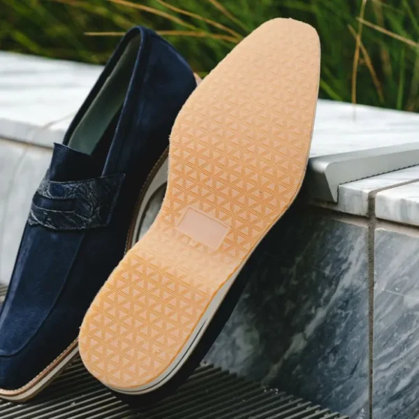 zelli_meo__suede_amp_croc_8.webp Best Zelli Meo 3 Suede & Crocodile Loafers (11-020-NVY) Navy