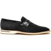 Shop Zelli Meo 3 Suede Goatskin / Crocodile Loafers (11-020-BLK) Black