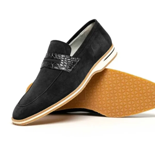 zelli_meo__suede_goatskin_2.webp Shop Zelli Meo 3 Suede Goatskin / Crocodile Loafers (11-020-BLK) Black