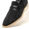 Shop Zelli Meo 3 Suede Goatskin / Crocodile Loafers (11-020-BLK) Black