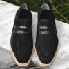 Shop Zelli Meo 3 Suede Goatskin / Crocodile Loafers (11-020-BLK) Black