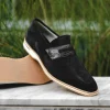 Shop Zelli Meo 3 Suede Goatskin / Crocodile Loafers (11-020-BLK) Black