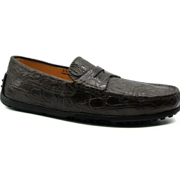 Flash Sale Zelli Monza Caiman Crocodile Driving Loafers (31-103-NIC) Nicotine