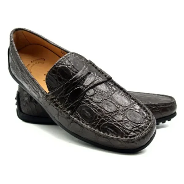 zelli_monza_caiman_crocod_1-1.webp Flash Sale Zelli Monza Caiman Crocodile Driving Loafers (31-103-NIC) Nicotine