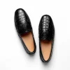 New Zelli Monza Caiman Crocodile Driving Loafers (31-103-BLK) Black