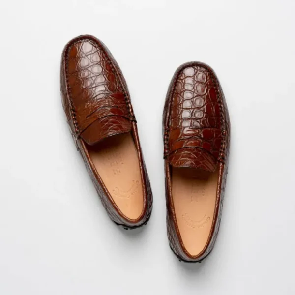 zelli_monza_caiman_crocod_1-2.webp Discount Zelli Monza Caiman Crocodile Driving Loafers (31-103-CGN) Cognac