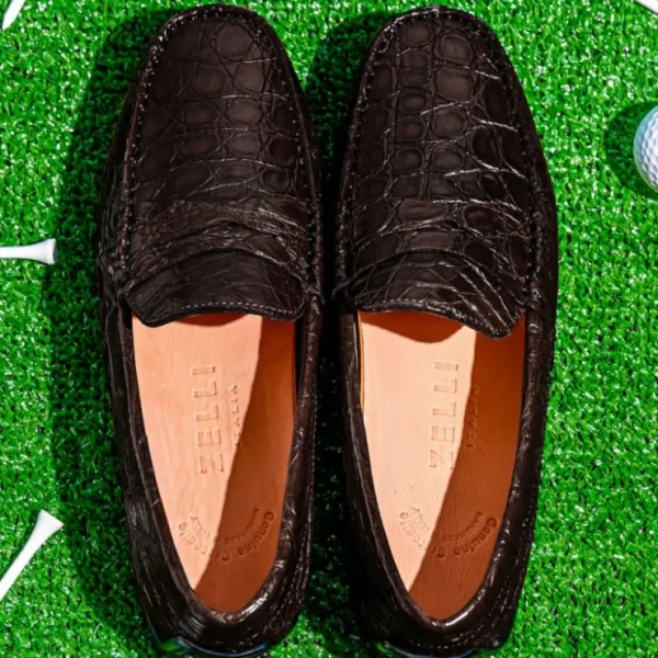 zelli_monza_caiman_crocod_10-1.webp Flash Sale Zelli Monza Caiman Crocodile Driving Loafers (31-103-NIC) Nicotine