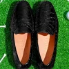 New Zelli Monza Caiman Crocodile Driving Loafers (31-103-BLK) Black