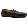 New Zelli Monza Caiman Crocodile Driving Loafers (31-103-BLK) Black