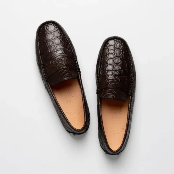 zelli_monza_caiman_crocod_5-1.webp Flash Sale Zelli Monza Caiman Crocodile Driving Loafers (31-103-NIC) Nicotine