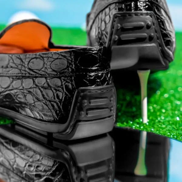 New Zelli Monza Caiman Crocodile Driving Loafers (31-103-BLK) Black