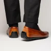 Sale Zelli Monza Hand Burnished Italian Calfskin Driving Loafers (35-115-CGN) Cognac