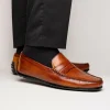 Sale Zelli Monza Hand Burnished Italian Calfskin Driving Loafers (35-115-CGN) Cognac