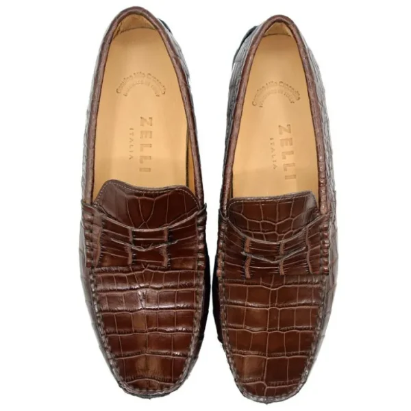 zelli_monza_nile_crocodil_2-1.webp New Zelli Monza Nile Crocodile Driving Loafers Size 13 (32-102-CGN) Cognac