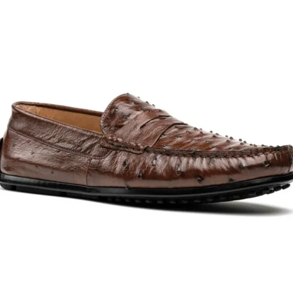 zelli_monza_ostrich_quill_1-1.webp Flash Sale Zelli Monza Ostrich Quill Driving Loafers (33-100-BRN) Brown