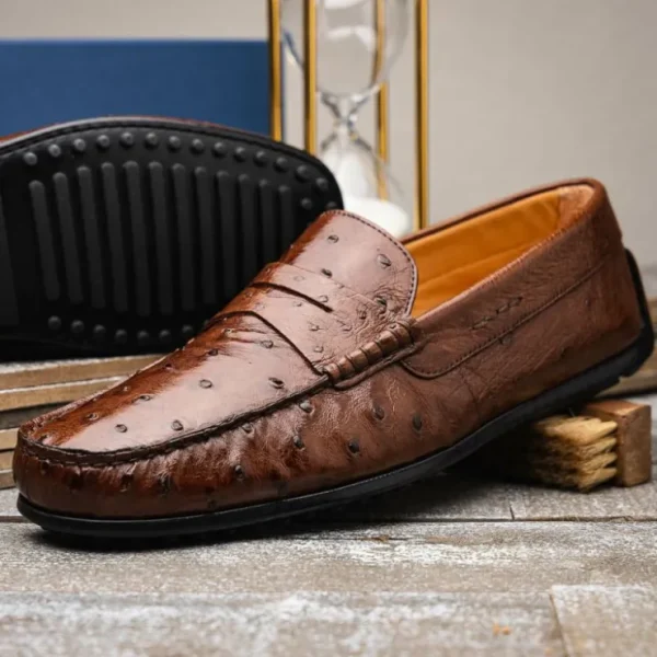 zelli_monza_ostrich_quill_10-1.webp Flash Sale Zelli Monza Ostrich Quill Driving Loafers (33-100-BRN) Brown