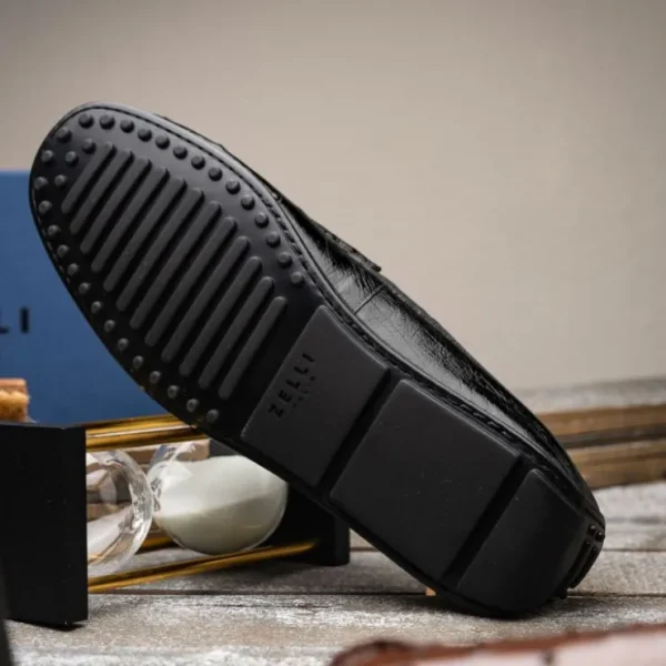 zelli_monza_ostrich_quill_12.webp Clearance Zelli Monza Ostrich Quill Driving Loafers (33-100-BLK) Black
