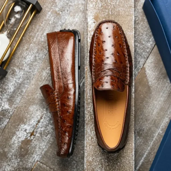 zelli_monza_ostrich_quill_13-1.webp Flash Sale Zelli Monza Ostrich Quill Driving Loafers (33-100-BRN) Brown