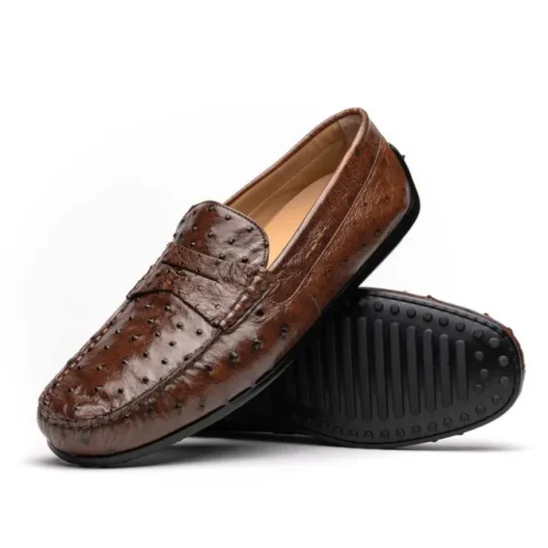 zelli_monza_ostrich_quill_2-1.webp Flash Sale Zelli Monza Ostrich Quill Driving Loafers (33-100-BRN) Brown