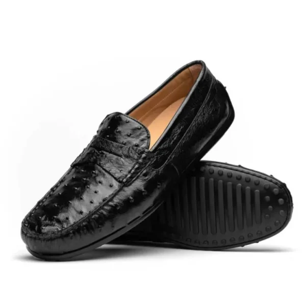 zelli_monza_ostrich_quill_2.webp Clearance Zelli Monza Ostrich Quill Driving Loafers (33-100-BLK) Black