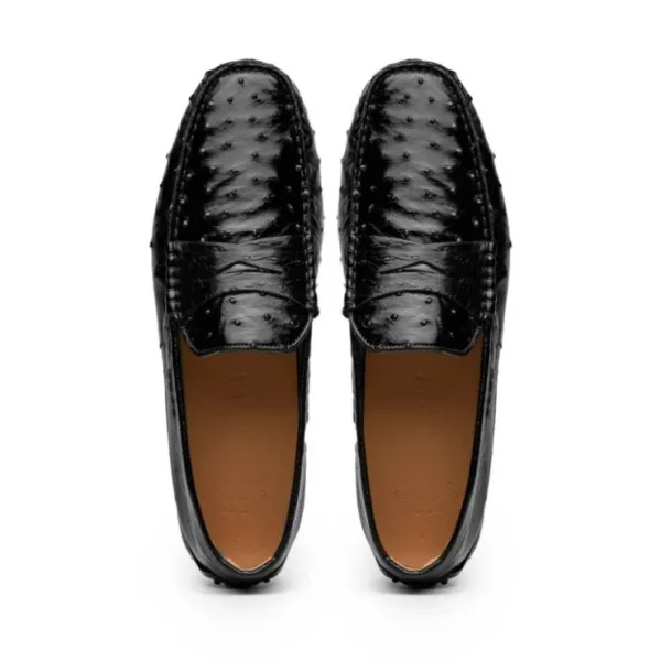 zelli_monza_ostrich_quill_4.webp Clearance Zelli Monza Ostrich Quill Driving Loafers (33-100-BLK) Black