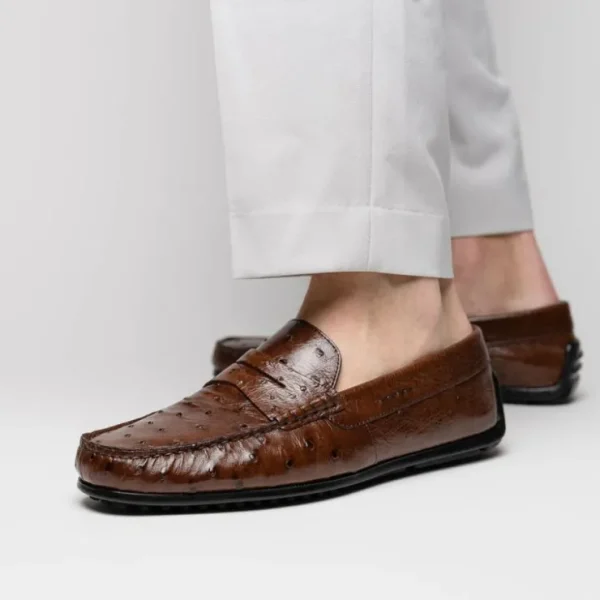 zelli_monza_ostrich_quill_6-1.webp Flash Sale Zelli Monza Ostrich Quill Driving Loafers (33-100-BRN) Brown