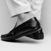 Clearance Zelli Monza Ostrich Quill Driving Loafers (33-100-BLK) Black