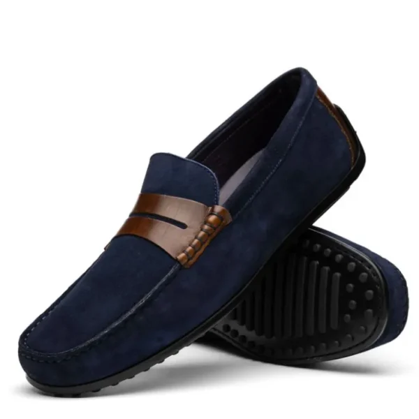 Hot Zelli Monza Suede & Calfskin Driving Loafers Navy / Chestnut (36-300-NVY)
