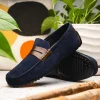 Hot Zelli Monza Suede & Calfskin Driving Loafers Navy / Chestnut (36-300-NVY)