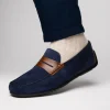 Hot Zelli Monza Suede & Calfskin Driving Loafers Navy / Chestnut (36-300-NVY)