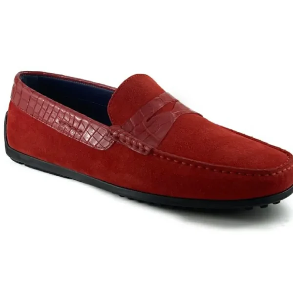 zelli_monza_suede_amp_cro_0-4.webp Clearance Zelli Monza Suede & Crocodile Driving Shoes (31-160-) Red