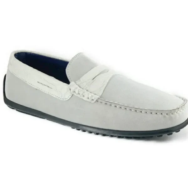zelli_monza_suede_amp_cro_0-5.webp Best Sale Zelli Monza Suede & Crocodile Driving Shoes (31-160-WHT) White