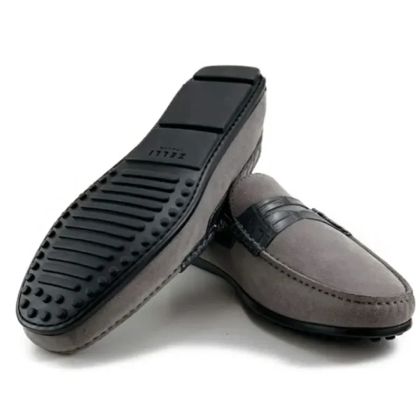 zelli_monza_suede_amp_cro_1-2.webp Best Zelli Monza Suede & Crocodile Driving Shoes (31-160-GRY) Gray