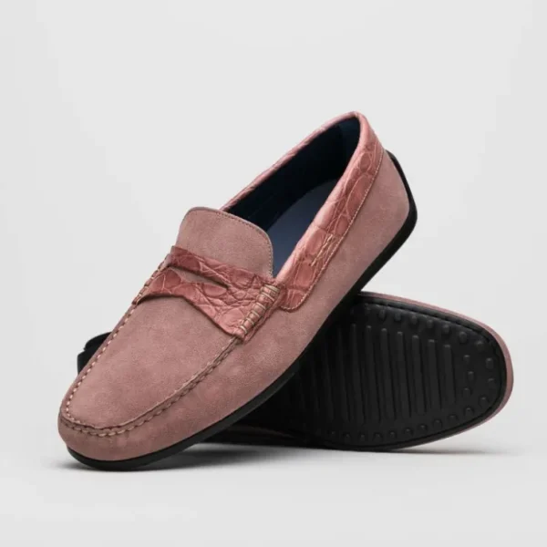 zelli_monza_suede_amp_cro_1-6.webp Fashion Zelli Monza Suede & Crocodile Driving Shoes (31-160-CDY) Candy