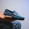 Hot Zelli Monza Suede & Crocodile Driving Shoes (31-160-DNM) Denim