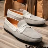 Best Sale Zelli Monza Suede & Crocodile Driving Shoes (31-160-WHT) White