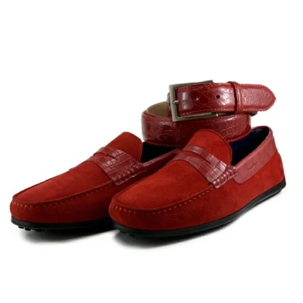 zelli_monza_suede_amp_cro_3-3.webp Clearance Zelli Monza Suede & Crocodile Driving Shoes (31-160-) Red