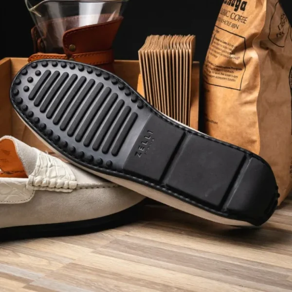 zelli_monza_suede_amp_cro_4.webp Best Sale Zelli Monza Suede & Crocodile Driving Shoes (31-160-WHT) White