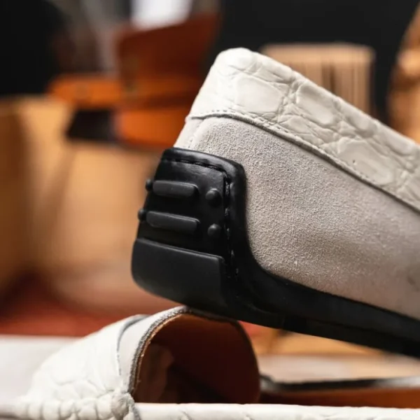 zelli_monza_suede_amp_cro_6.webp Best Sale Zelli Monza Suede & Crocodile Driving Shoes (31-160-WHT) White