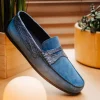 Hot Zelli Monza Suede & Crocodile Driving Shoes (31-160-DNM) Denim